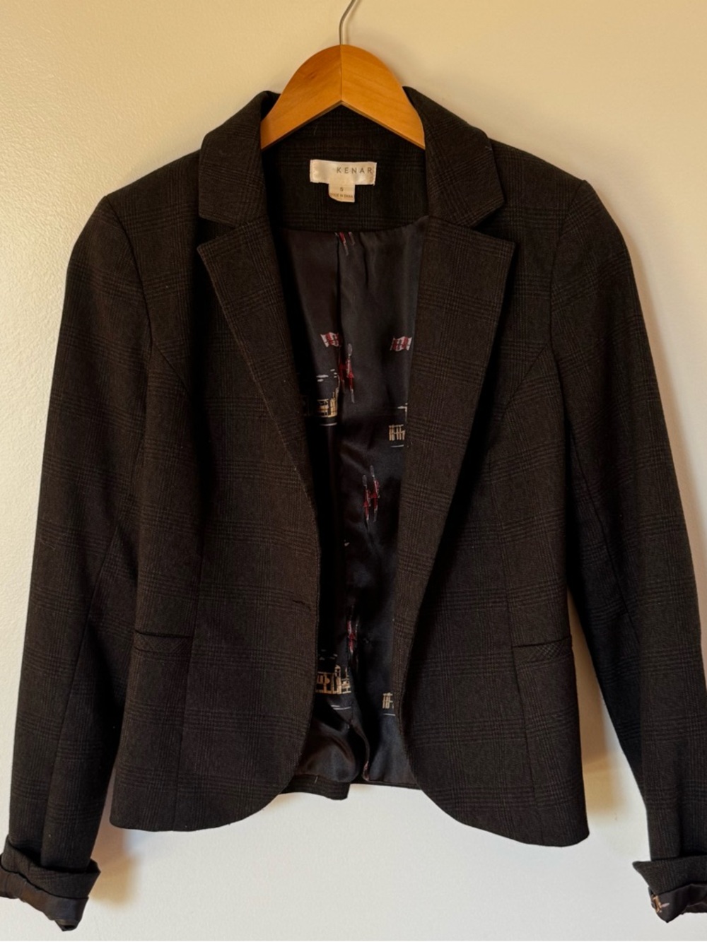 Kenar Charcoal Windowpane Plaid Blazer